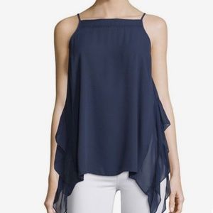 BDBGeneration Navy Chiffon Tank w/ Ruffle Details Size M